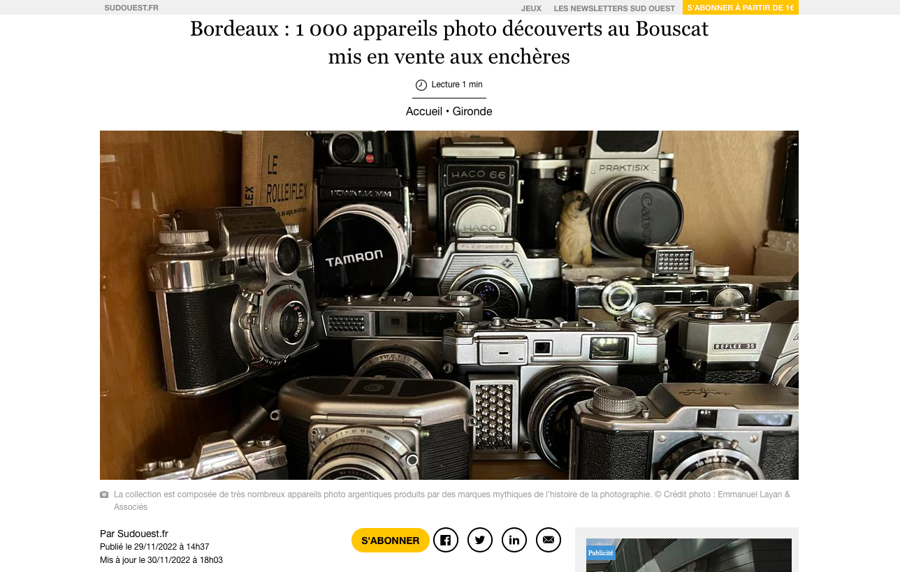 Les ventes aux enchères d'appareils photo argentiques ont la cote
